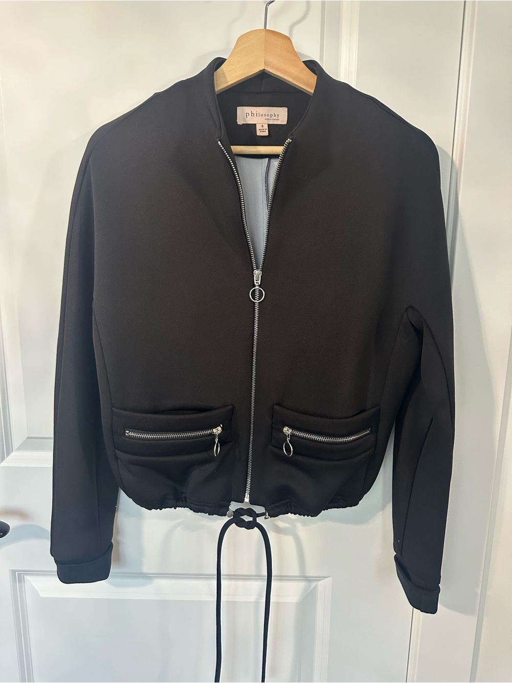 Philosophy di Lorenzo Serafini Black Zip-Front Bomber Jacket